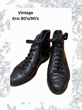 Vintage Dark Academia Black Lace-Up Ankle Boots